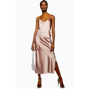 New topshop satin Elegant Mauve / dusty pink Slip Dress sz 6